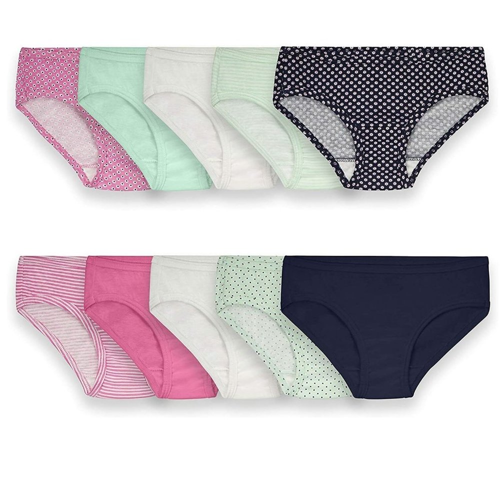 Fruit of the Loom Girls Assorted Cotton Hipster Panties 10-Pack Size 4  NWT